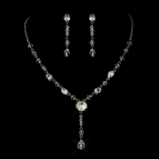 Antique Rhodium Silver Clear Austrian Crystal Necklace & Earrings Bridal Jewelry Set 8008 Antique Rhodium Silver Clear Austrian Crystal Necklace & Earrings Bridal Jewelry Set 8008