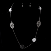 Antique Silver Clear Bevel Necklace & Earrings Bridal Jewelry Set 8842 Antique Silver Clear Bevel Necklace & Earrings Bridal Jewelry Set 8842