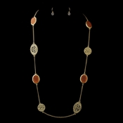 Gold Coral Necklace & Earrings Bridal Jewelry Set 8842 Gold Coral Necklace & Earrings Bridal Jewelry Set 8842