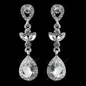 Silver Clear Rhinestone Teardrop Drop Dangle Earrings 26600 Silver Clear Rhinestone Teardrop Drop Dangle Earrings 26600
