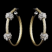 Gold Clear Rhinestone Hoop Earrings 8838 Gold Clear Rhinestone Hoop Earrings 8838