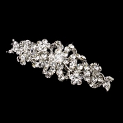 Silver Clear Rhinestone Floral Barrette 1119 Silver Clear Rhinestone Floral Barrette 1119