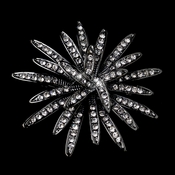 * Hematite Clear Rhinestone Sunburst Flower Brooch 225 * Hematite Clear Rhinestone Sunburst Flower Brooch 225
