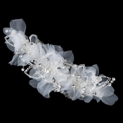 * Clear Rhinestone, Glass Bead & Fabric Flower Hair Clip 2268 * Clear Rhinestone, Glass Bead & Fabric Flower Hair Clip 2268