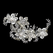 Silver Clear Swarovski Crystal Bead, Rhinestone & Sequin Flower Hair Clip 486 Silver Clear Swarovski Crystal Bead, Rhinestone & Sequin Flower Hair Clip 486