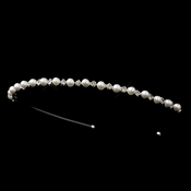 Silver White Pearl & Rhinestone Headband Headpiece 70825 Silver White Pearl & Rhinestone Headband Headpiece 70825
