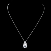 Antique Silver Clear CZ Drop Pendant Necklace 652 Antique Silver Clear CZ Drop Pendant Necklace 652