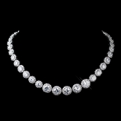 Antique Silver Rhodium Clear CZ Crystal Necklace 9024 Antique Silver Rhodium Clear CZ Crystal Necklace 9024