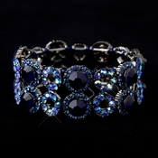 Hematite Sapphire & Light Blue AB Crystal Bridal Stretch Bracelet 8658 Hematite Sapphire & Light Blue AB Crystal Bridal Stretch Bracelet 8658
