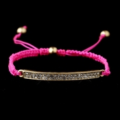 Gold Clear Rhinestone Pink String Bracelet 8819 Gold Clear Rhinestone Pink String Bracelet 8819