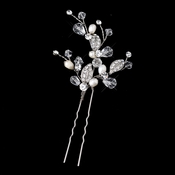Silver Freshwater Ivory Pearl & Swarovski Crystal Leaf Pin 11202 Silver Freshwater Ivory Pearl & Swarovski Crystal Leaf Pin 11202