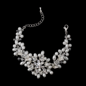 Silver White Pearl, Swarovski Crystal and Rhinestone Bridal Bracelet 1161 Silver White Pearl, Swarovski Crystal and Rhinestone Bridal Bracelet 1161