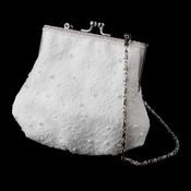 Ivory Floral Lace Organza Bridal Purse with Pearl Accents in Silver 1929 Ivory Floral Lace Organza Bridal Purse with Pearl Accents in Silver 1929
