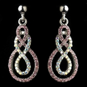 Silver Pink & AB Rhinestone Twist Drop Earrings 40667 Silver Pink & AB Rhinestone Twist Drop Earrings 40667