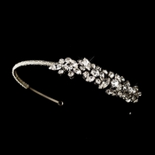 Antique Silver Clear Rhinestone Headpiece Headband 607 Antique Silver Clear Rhinestone Headpiece Headband 607