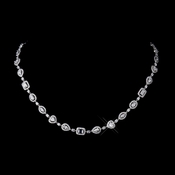 Antique Silver Clear CZ Crystal Necklace N 8650 Antique Silver Clear CZ Crystal Necklace N 8650