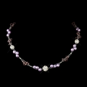 Silver Light Amethyst Pearl w/Clear Crystal Necklace 8751 * 1 Left * Silver Light Amethyst Pearl w/Clear Crystal Necklace 8751 * 1 Left *