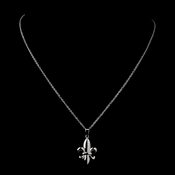 Silver Clear Fleur De Lis Pendant Necklace 9258 Silver Clear Fleur De Lis Pendant Necklace 9258