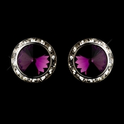 Silver Clear and Amethyst Center Stone Clip On Rhinestone Earring E 4722 Silver Clear and Amethyst Center Stone Clip On Rhinestone Earring E 4722