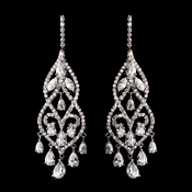 Antique Silver Cubic Zirconia Chandelier Earring Set 5502 Antique Silver Cubic Zirconia Chandelier Earring Set 5502