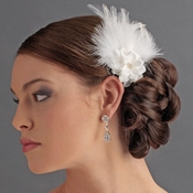 Petite Flower Feather Fascinator Bridal Wedding Day Hair Clip - Clip 420 White Petite Flower Feather Fascinator Bridal Wedding Day Hair Clip - Clip 420 White