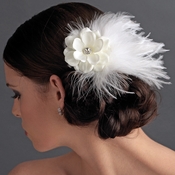 * Flower Feather Fascinator Bridal Hair Clip 421 with Brooch Pin * Flower Feather Fascinator Bridal Hair Clip 421 with Brooch Pin