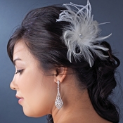 * Light Ivory Bridal Feather Hair Fascinator Clip 440 wit Brooch Pin * Light Ivory Bridal Feather Hair Fascinator Clip 440 wit Brooch Pin