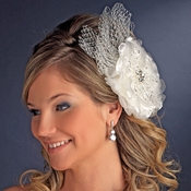 * Couture Rhinestone Flower Hair Clip with Russian Tulle 9855 * Couture Rhinestone Flower Hair Clip with Russian Tulle 9855