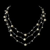 Faux Pearl & Austrian Crystal Studded Three Row Necklace 7831 Faux Pearl & Austrian Crystal Studded Three Row Necklace 7831