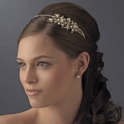 Gold and Pearl Side Accented Floral Headband HP 3040 Gold and Pearl Side Accented Floral Headband HP 3040