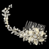 Silver Freshwater Pearl Rhinestone Floral Vine Hair Comb 42 Silver Freshwater Pearl Rhinestone Floral Vine Hair Comb 42
