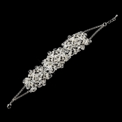 Silver Clear Rhinestone & Swarovski Crystal Bead Bracelet 9501 Silver Clear Rhinestone & Swarovski Crystal Bead Bracelet 9501
