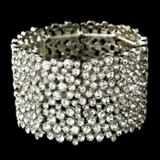 Antique Silver Clear Rhinestone Stretch Bracelet 9977 Antique Silver Clear Rhinestone Stretch Bracelet 9977