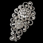 * Antique Silver Clear Rhinestone Floral Brooch 404 * Antique Silver Clear Rhinestone Floral Brooch 404