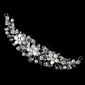 Silver Freshwater Coin Pearl, Swarovski Crystal Bead, Rhinestone & Sequence Flexible Headband Headpiece 9737 Silver Freshwater Coin Pearl, Swarovski Crystal Bead, Rhinestone & Sequence Flexible Headband Headpiece 9737