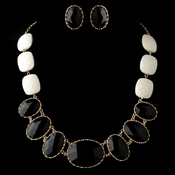Gold Black Faceted Bead Tribal Fashion Necklace & Earrings Jewelry Set 8160 Gold Black Faceted Bead Tribal Fashion Necklace & Earrings Jewelry Set 8160