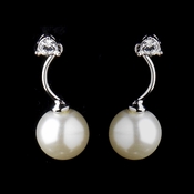 Silver Ivory Pearl & CZ Crystal Drop Earrings 8764 Silver Ivory Pearl & CZ Crystal Drop Earrings 8764