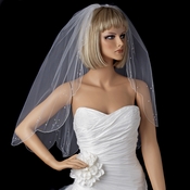 Single Scallop Edge Veil with Scattered Rhinestone & Pearl Accents V 125 1E Single Scallop Edge Veil with Scattered Rhinestone & Pearl Accents V 125 1E