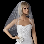 Bridal Wedding Single Layer Elbow Length Crystals & Silver Vine Embroidery Veil 201 1E Bridal Wedding Single Layer Elbow Length Crystals & Silver Vine Embroidery Veil 201 1E