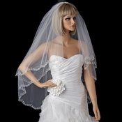 Double Layer Veil with Silver Embroidered Floral Pattern on Pearl & Bead Scolloped Edge V 1780 Double Layer Veil with Silver Embroidered Floral Pattern on Pearl & Bead Scolloped Edge V 1780