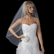Single Layer Fingertip Length Bridal Veil with Tiny Pearl & Bugle Bead Edge V 4742 1F Single Layer Fingertip Length Bridal Veil with Tiny Pearl & Bugle Bead Edge V 4742 1F