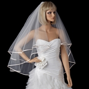 Bridal Wedding Double Layer Fingertip Length, Ribbon Edge Veil 948 Bridal Wedding Double Layer Fingertip Length, Ribbon Edge Veil 948