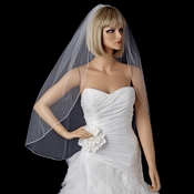 Single Layer Bridal Wedding veil with Swarovski Rhinestone Edge Fingertip Length VSW 1F Single Layer Bridal Wedding veil with Swarovski Rhinestone Edge Fingertip Length VSW 1F