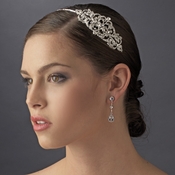 Silver Bridal Headband with Exquisite Rhinestone Vintage Side Accent - HP 8339 Silver Bridal Headband with Exquisite Rhinestone Vintage Side Accent - HP 8339