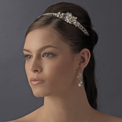Elegant Silver Rhinestone & Natural Pearl Side Accented Bridal Headband - HP 8336 Elegant Silver Rhinestone & Natural Pearl Side Accented Bridal Headband - HP 8336