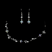 Silver Smoke Grey Cloud AB Necklace Earring Set 7239 Silver Smoke Grey Cloud AB Necklace Earring Set 7239
