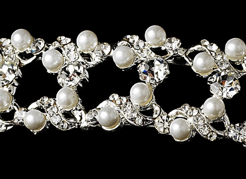 * Rhinestone & Pearl Bridal Headband HP 1019 * Rhinestone & Pearl Bridal Headband HP 1019
