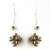 * Silver Golden Brown Cluster Dangle Earring Set 7620 * Silver Golden Brown Cluster Dangle Earring Set 7620