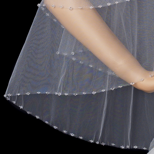 Double Tier Fingertip Length Veil with Swarovski Crystal Edge Accent V 294 Double Tier Fingertip Length Veil with Swarovski Crystal Edge Accent V 294