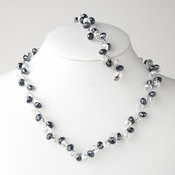 * Navy Silver Clear Butterfly Necklace Bracelet Set 7614 * Navy Silver Clear Butterfly Necklace Bracelet Set 7614